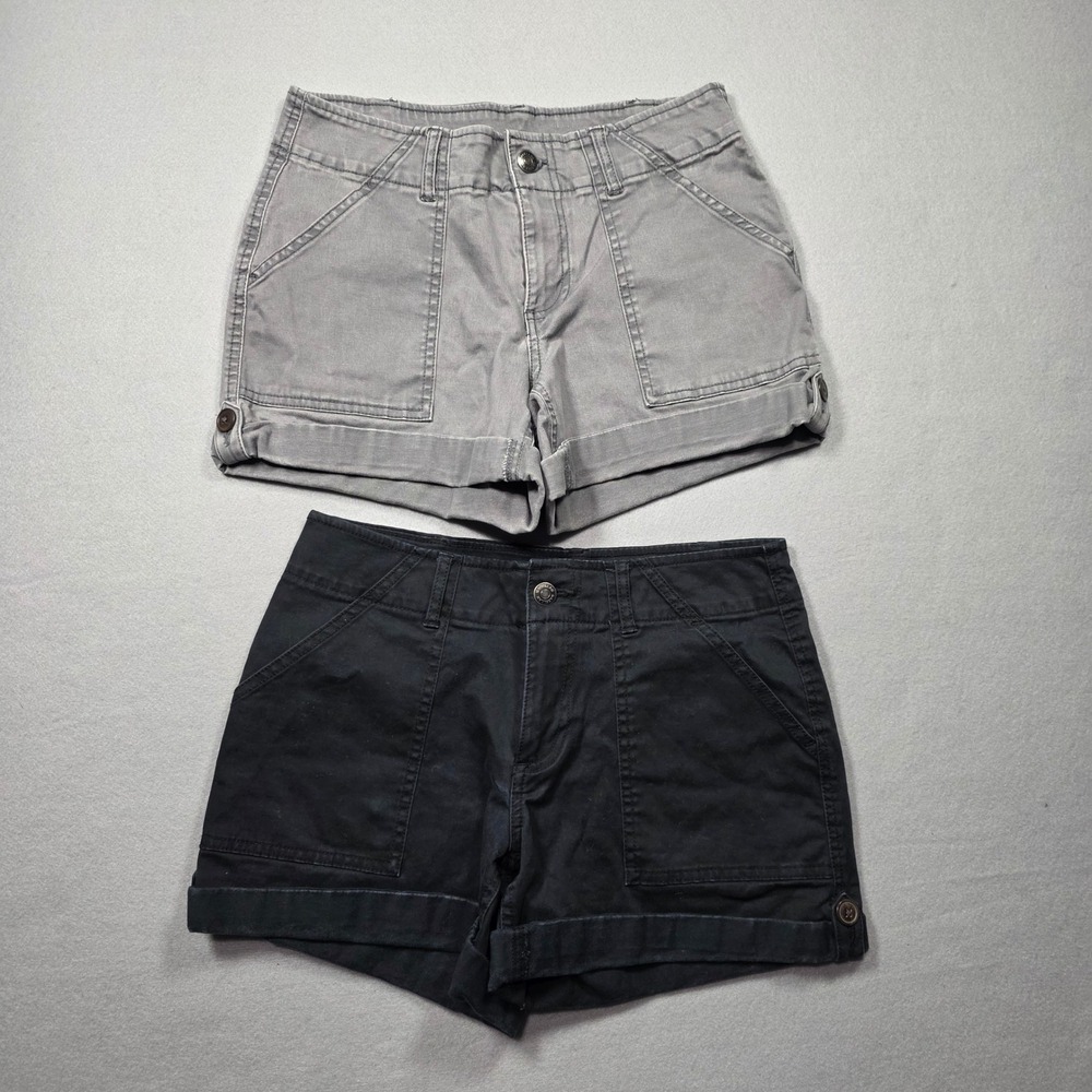 Lot of 2 Magellan Outdoors Utility Cuffed Shorts - Gray and Black - Women Size 2